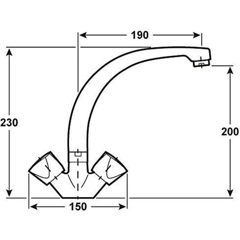 Cornat LI563 1940 Lisa Mélangeur à deux poignées avec bec à aérateur amovible Chromé