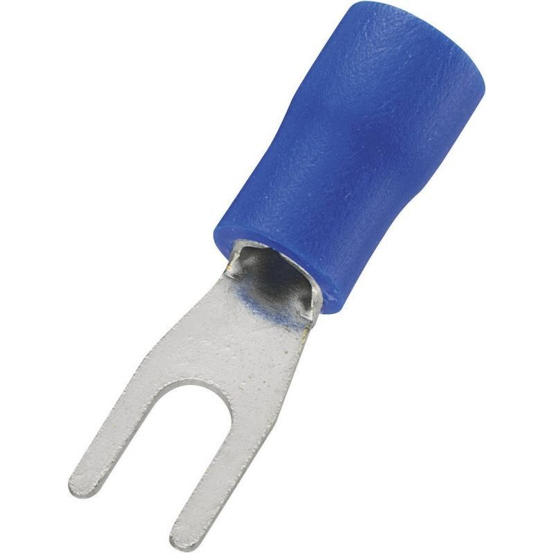 Cosse à fourche TRU COMPONENTS 745298 Ø du trou: 3.2 mm 1.50 mm² 2.50 mm² M3 partiellement isolé bleu 100 pc(s)