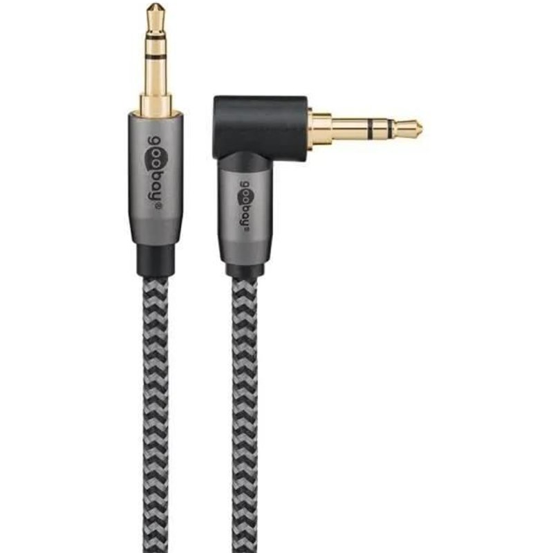 GOOBAY Câble audio Jack 3.5 coudé 90° gold nylon tressé 3m