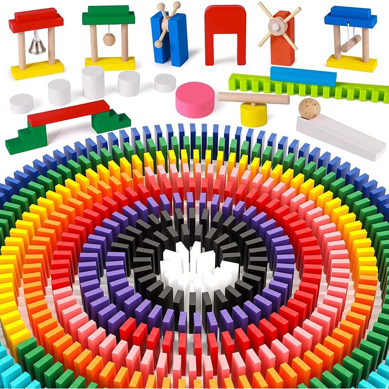 120 Pièces Jeu De Domino En Bois Jouet Classique Jeux De Tuiles Jeu D'exploration Jeux De Course Blocs De Construction Jouets Éducatifs Pour Enfants