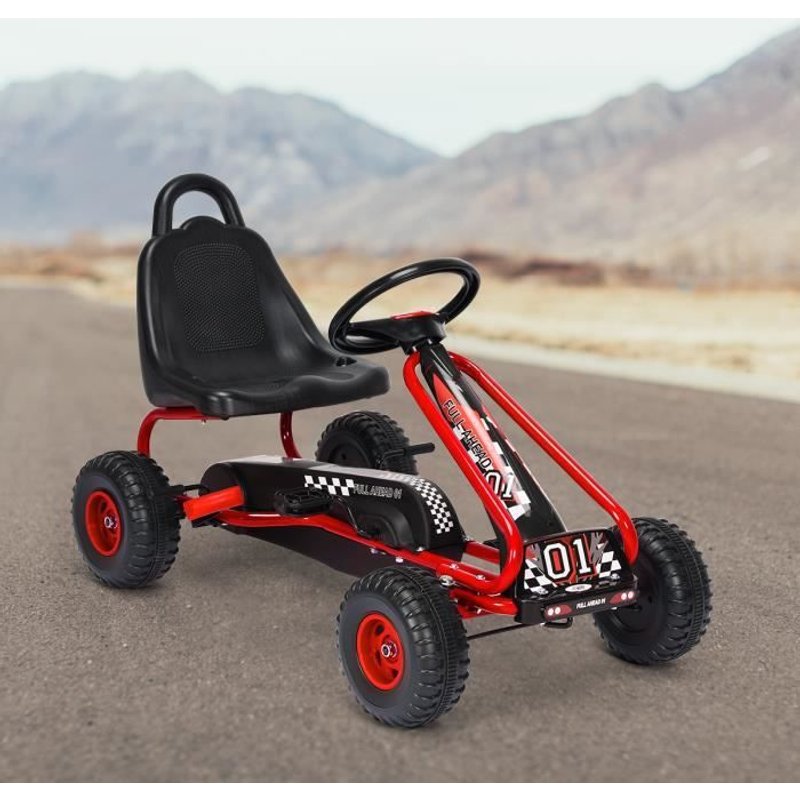 Costway Kart À Pédales Vélo Et Véhicule Pour Enfants Siège Réglable Avec Frein À Main Pour L'extérieur, Garçons Et Filles 3-6 Ans