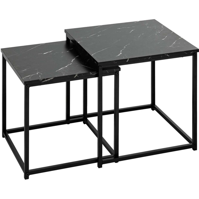 Duo De Tables D'appoint Effet Marbre - Noir