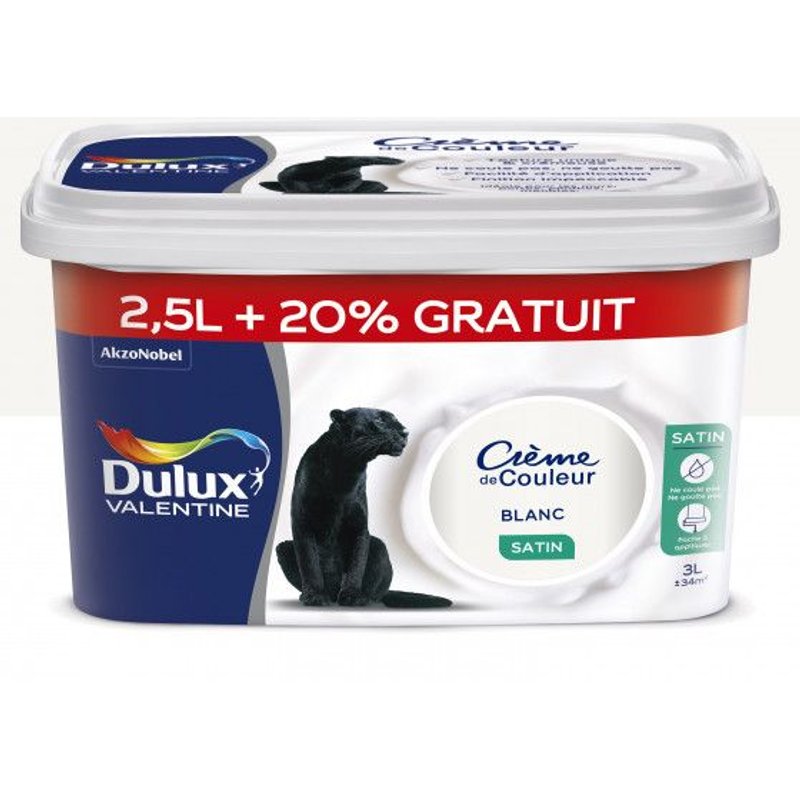 Peinture Crème De Couleur Blanc Finition : Satin 2,5 L