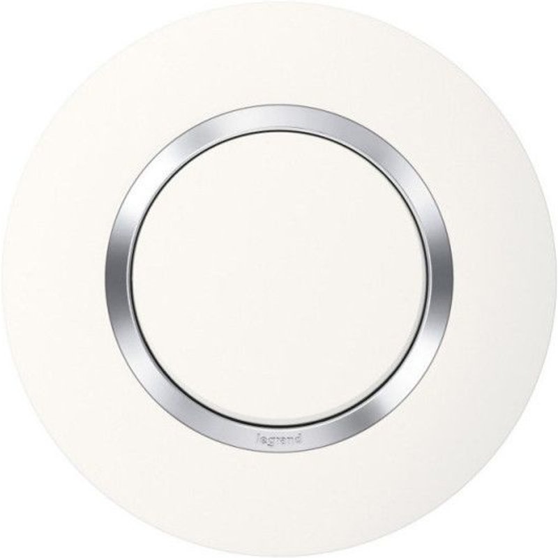 Plaque Dooxie - 1 poste - rond - blanc + chrome LEGRAND