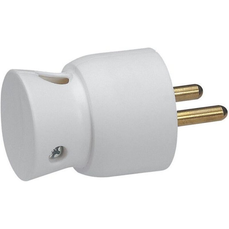 Fiche 2P+T - mâle - sortie latérale - 16A - blanc LEGRAND