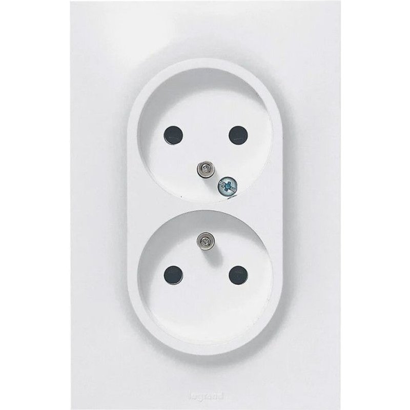 Double prise 2P+T Neptune - vertical - blanc LEGRAND