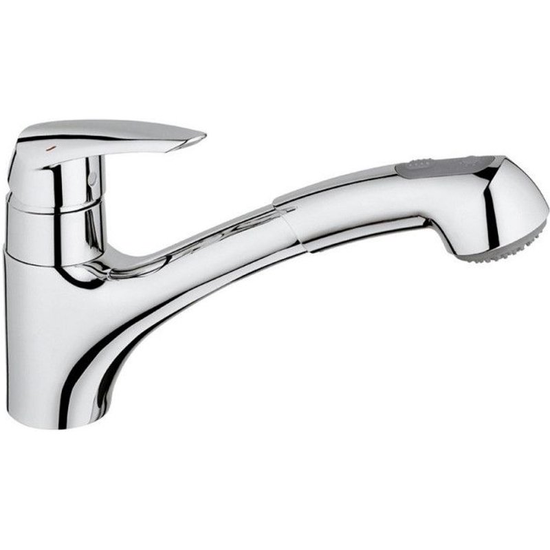 Mitigeur évier EURODISC GROHE 32257001 - bec bas - douchette extractible 2 jets - chrome