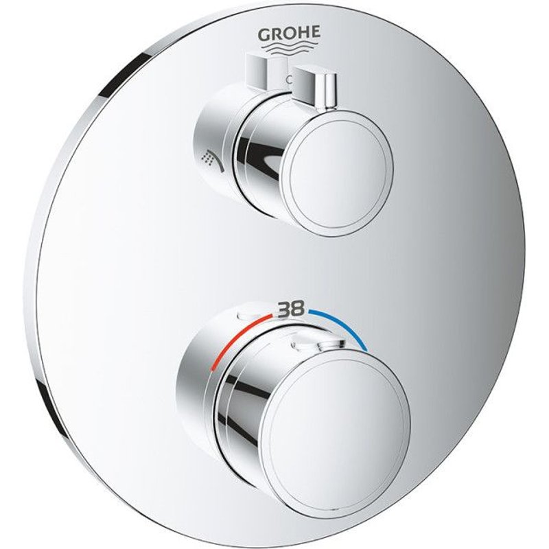 Mitigeur de douche thermostatique GROHTHERM 24076000 rond ultra fin - 2 sorties - chrome