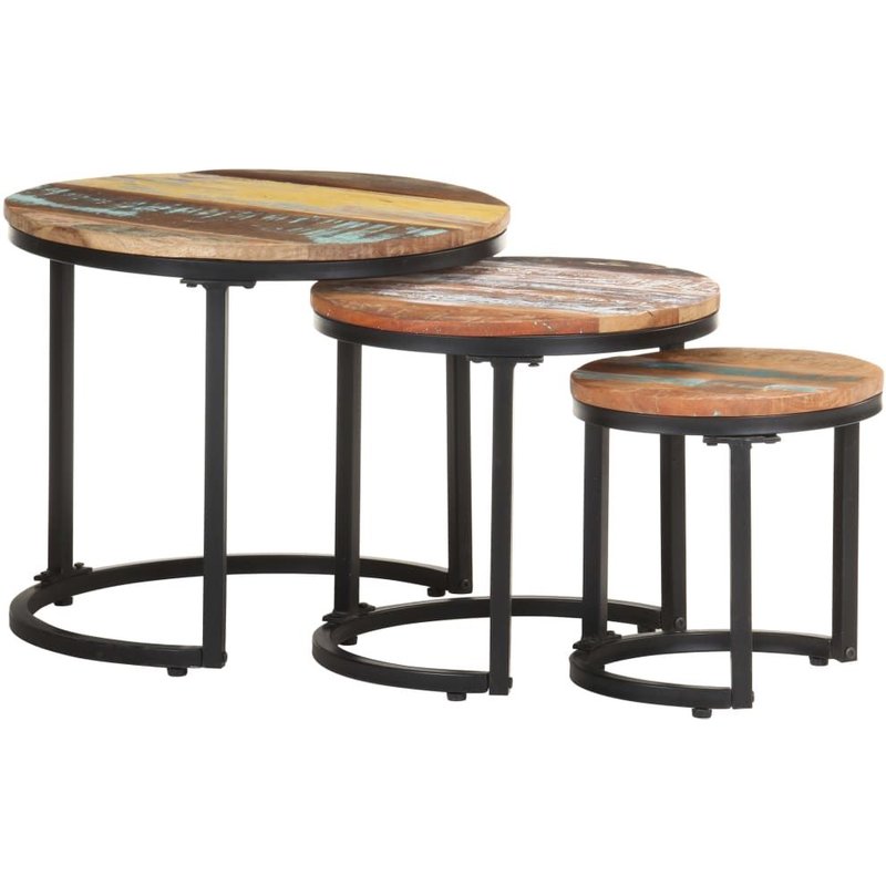 Tables D'appoint 3 Pcs Bois De Récupération Massif