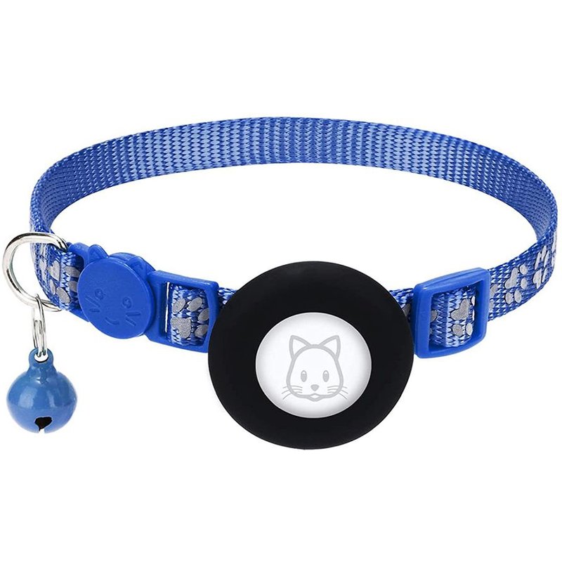Collier G Cat, Collier Réfléchissant Conçu Pour Le Collier De Chien Airtag Petit Chat Chiot (Noir)Bleu