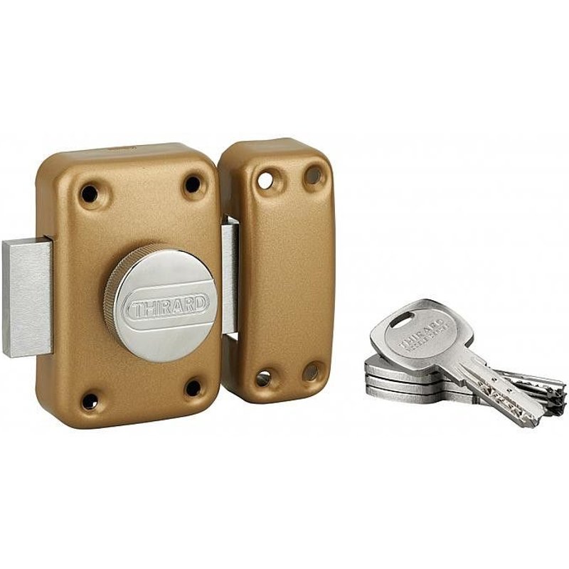 Verrou de porte - Ă bouton et cylindre 40 mm - or - TRANSIT 2 FTH THIRARD