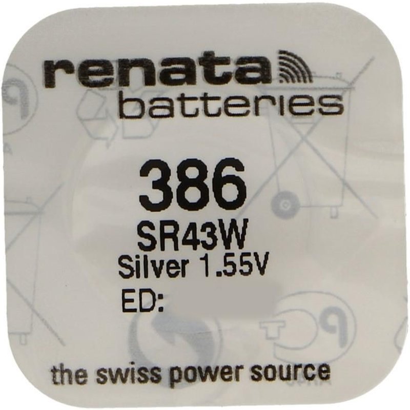 RENATA Pile bouton Silver Oxyde 386 / SR43W 0% mercure