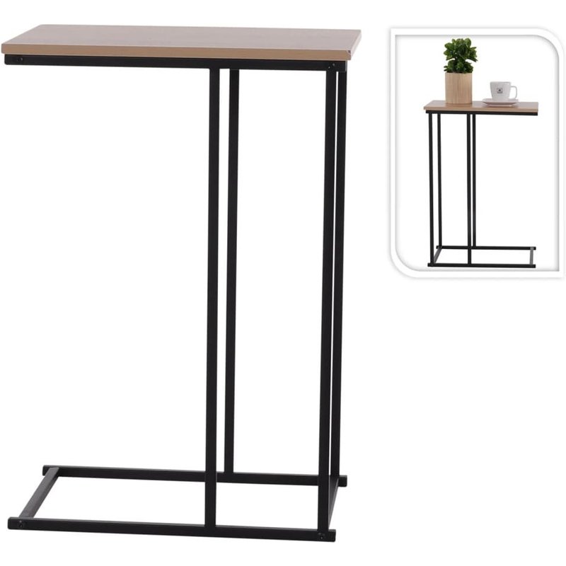 H&s Collection Table D'appoint Avec Dessus En Mdf Naturel Et Noir