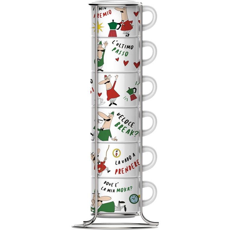 Service à Expresso Italy avec 6 Tasses et Support