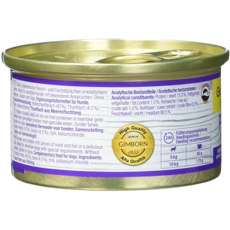 Gimdog Pure Delight Poulet Au Thon - Snack Pour Chiens Riche En Protéines La Viande Tendre Dans Une Savoureuse Gelée - 12 Boîtes 12 85 G
