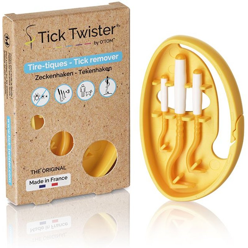 Clipbox Tick Twister® Orange / Tire Tique Pour Humain, Chien, Chat / Pince A Tique X3 Avec Clipbox Et Boîte En Carton Recyclable / Retrait Sans Douleur Et En Quelques Secondes / Fabriqué En France