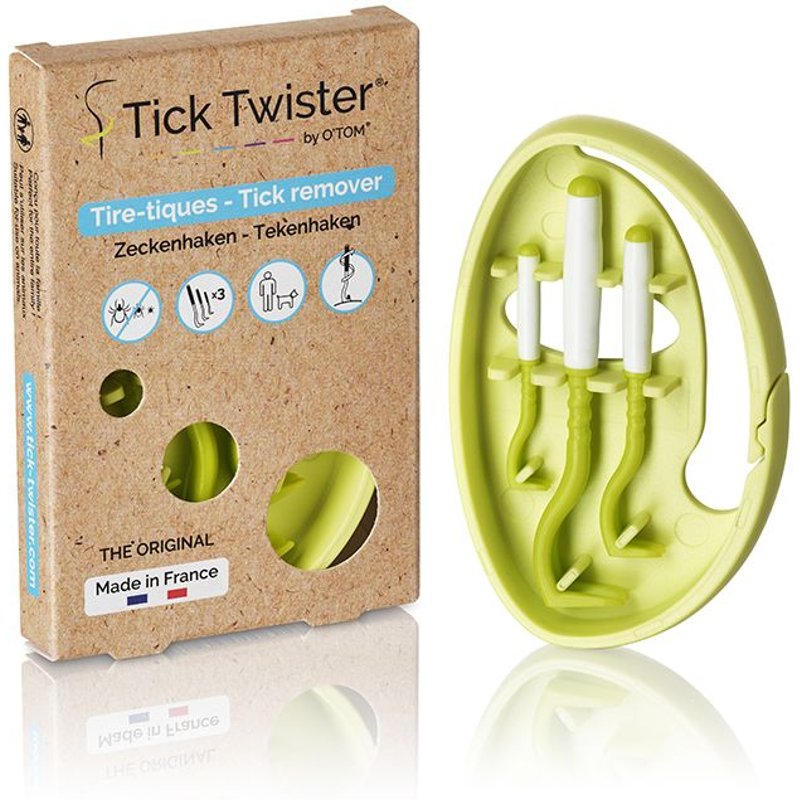 Clipbox Tick Twister® Verte / Tire Tique Pour Humain, Chien, Chat / Pince A Tique X3 Avec Clipbox Et Boîte En Carton Recyclable / Retrait Sans Douleur Et En Quelques Secondes / Fabriqué En France