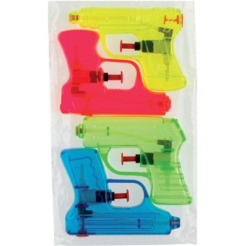4 Pistolets A Eau 1 Jet 12cm