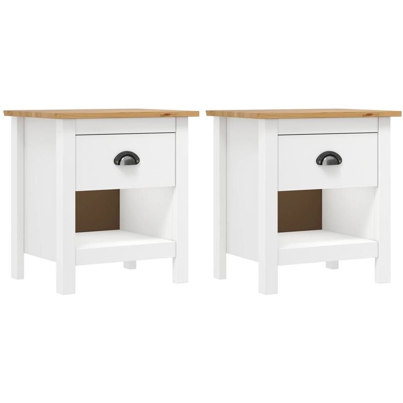 Vidaxl Tables De Chevet 2 Pcs Hill 46x35x49,5 Cm Bois De Pin Solide