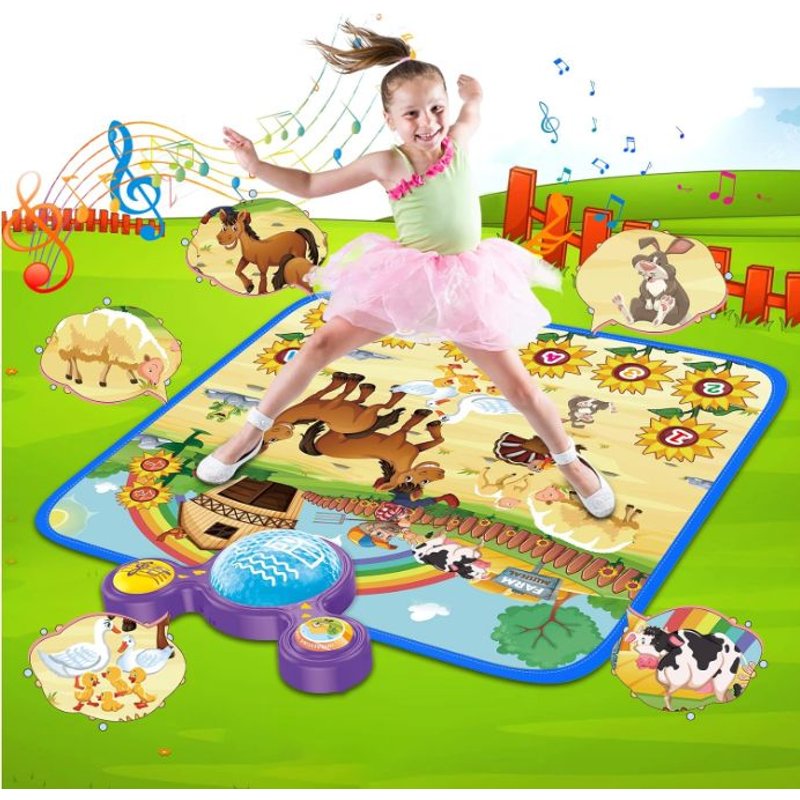 Tapis de Musical pour Enfants Tapis Tactile, Sons d'animaux de La Ferme, Plusieurs Modes de Jeu, Jouets d'anniversaire de Noël pour Enfants Adaptés Aux Enfants de 1 À 8 Ans