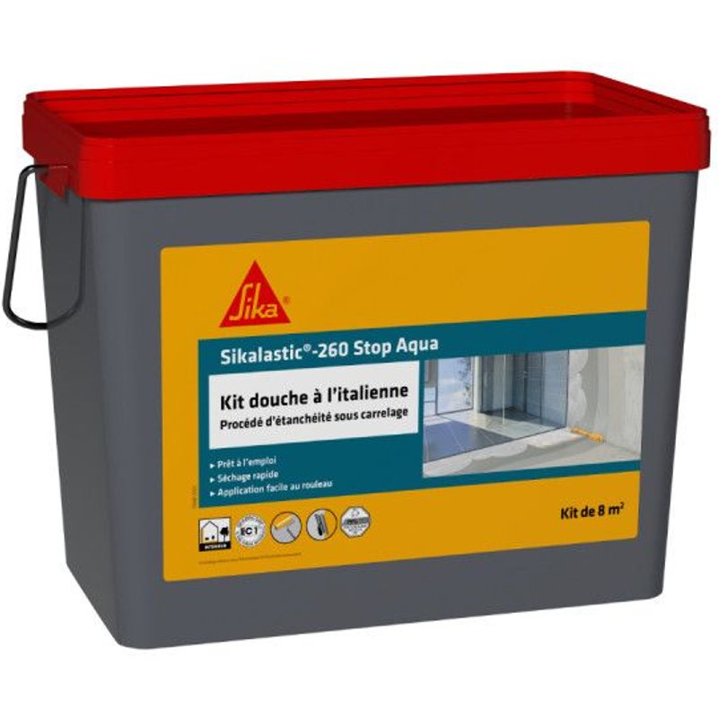Kit douche à l'italienne SIKA - Étanchéité sous carrelage Sikalastic 260 Stop Aqua - 8m²