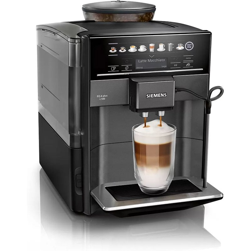 Machine à espresso entièrement automatique EQ6 plus s100 Noir saphir métallisé Siemens TE651319RW