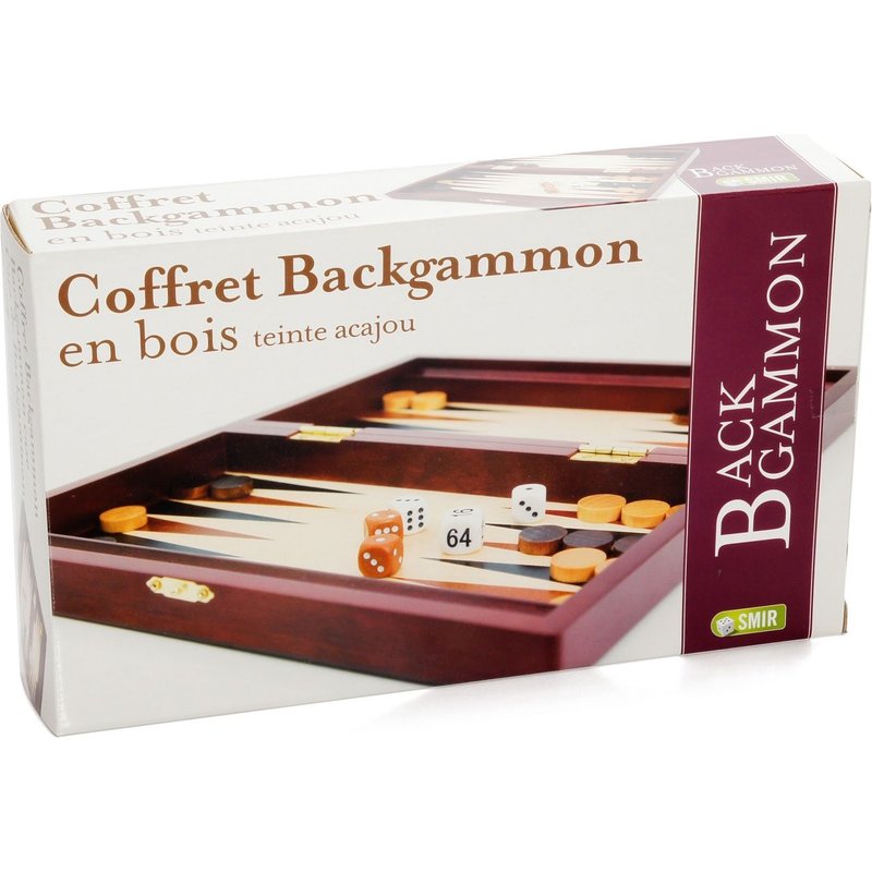 Jeu Traditionnel Backgammon Acajou 28x15 Cm