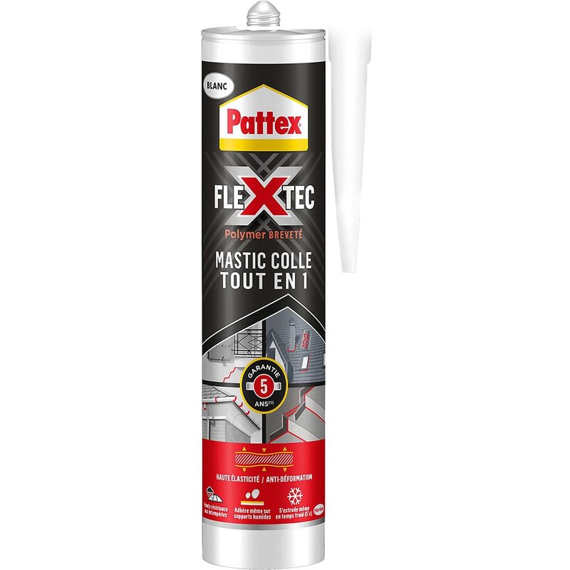 Mastic colle Pattex Flextec blanc 389g