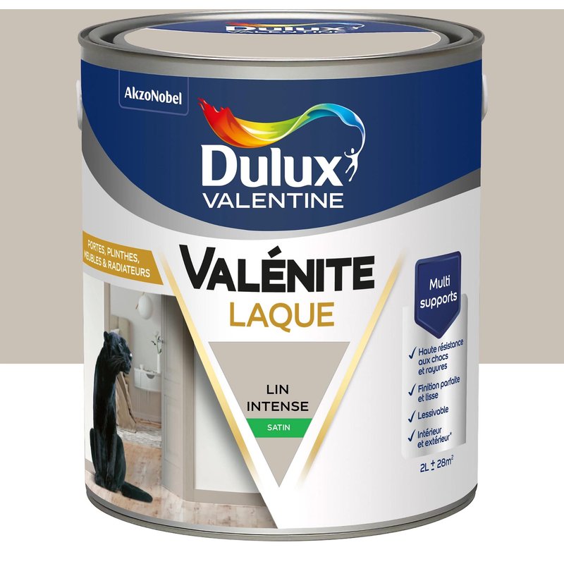 Laque Valénite Dulux Valentine Acrylique satin blanc lin intense 2L