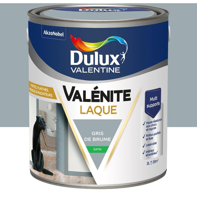 Laque Valénite Dulux Valentine Acrylique satin bleu gris de brume 2L