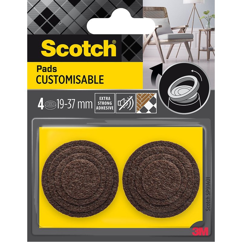 Patin rond marron Scotch ø37 mm, lot de 4