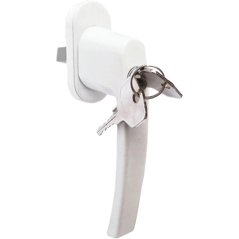 PoignĂ©e alu Ă clĂ© blanc pour fenĂȘtre L.125mm