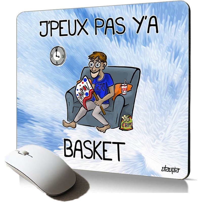 tapis de souris souple j'peux pas y'a basket comique mousepad bureau basketball accessoire PC portable humour