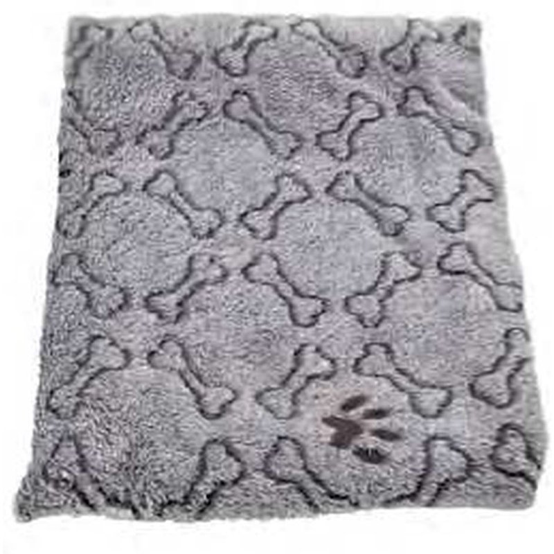 Couverture Plaid Pour Chien Ou Chat Microfibre Sherpa 70 X 100 Cm Imprimé Os - Gris - Zamibo