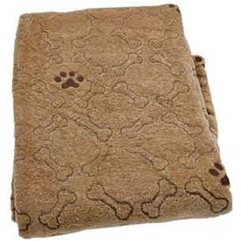 Couverture Plaid Pour Chien Ou Chat Microfibre Sherpa 70 X 100 Cm Imprimé Os - Brun Clair - Zamibo