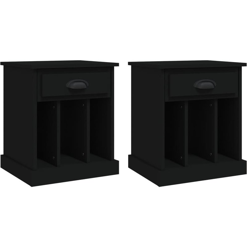 Vidaxl Tables De Chevet 2 Pcs Noir 43x36x50 Cm