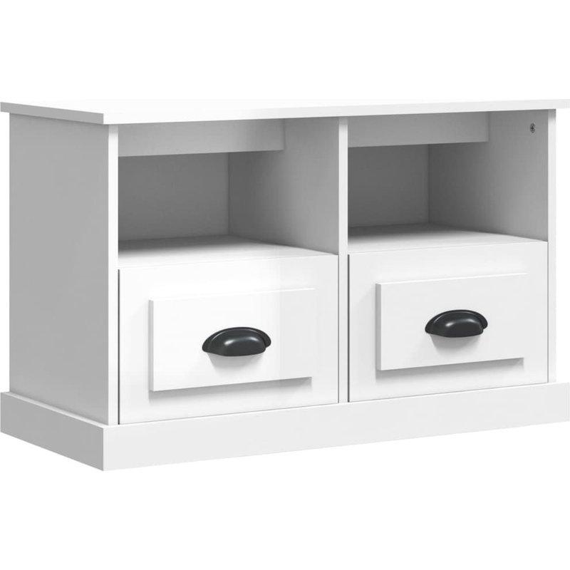 Vidaxl Meuble Tv Blanc Brillant 80x35x50 Cm Bois D'ingénierie