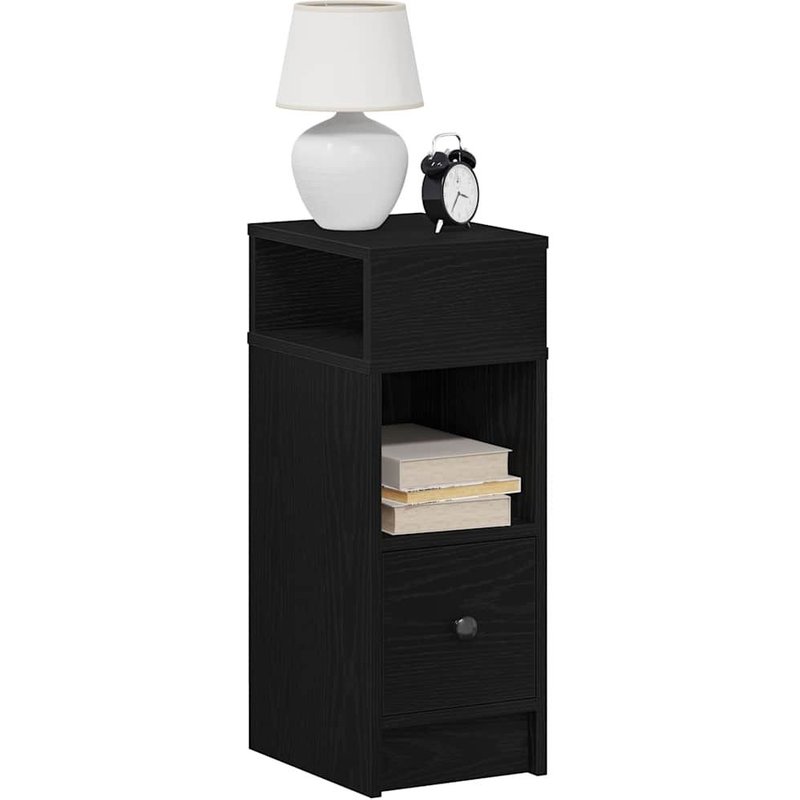 Vidaxl Table De Chevet Avec Tiroir Noir 25x31x66 Cm