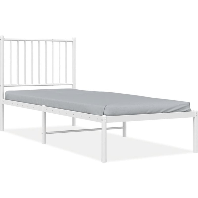 Cadre De Lit MĂ©tal Avec TĂȘte De Lit Blanc 75x190 Cm