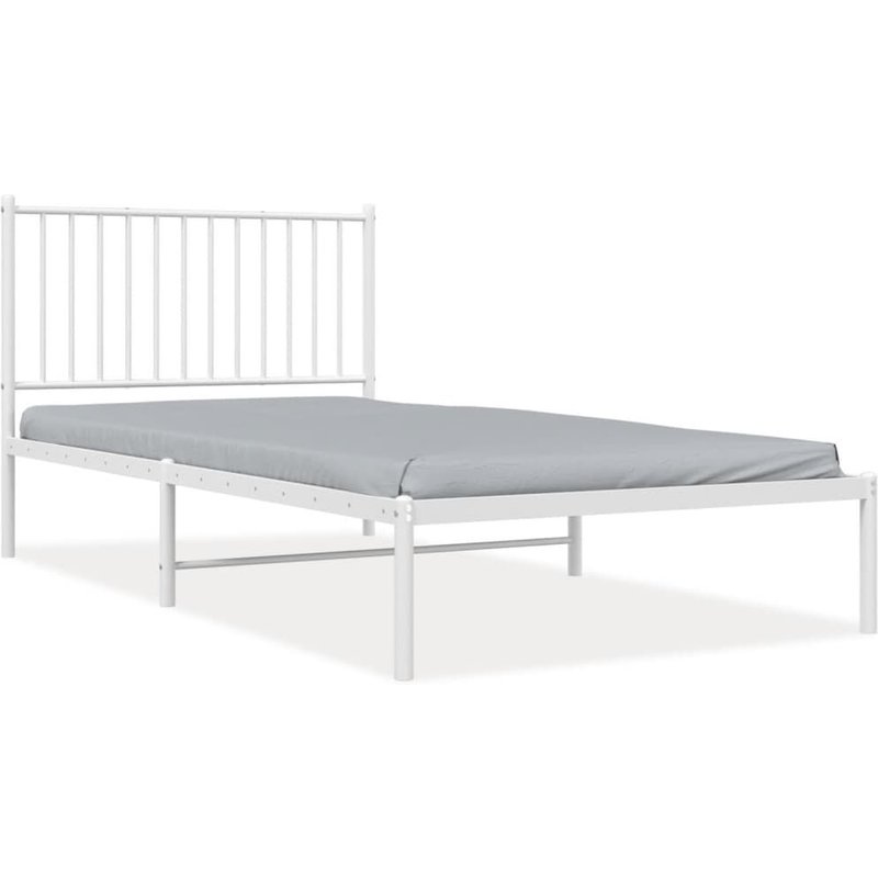 Cadre De Lit MĂ©tal Avec TĂȘte De Lit Blanc 100x200 Cm