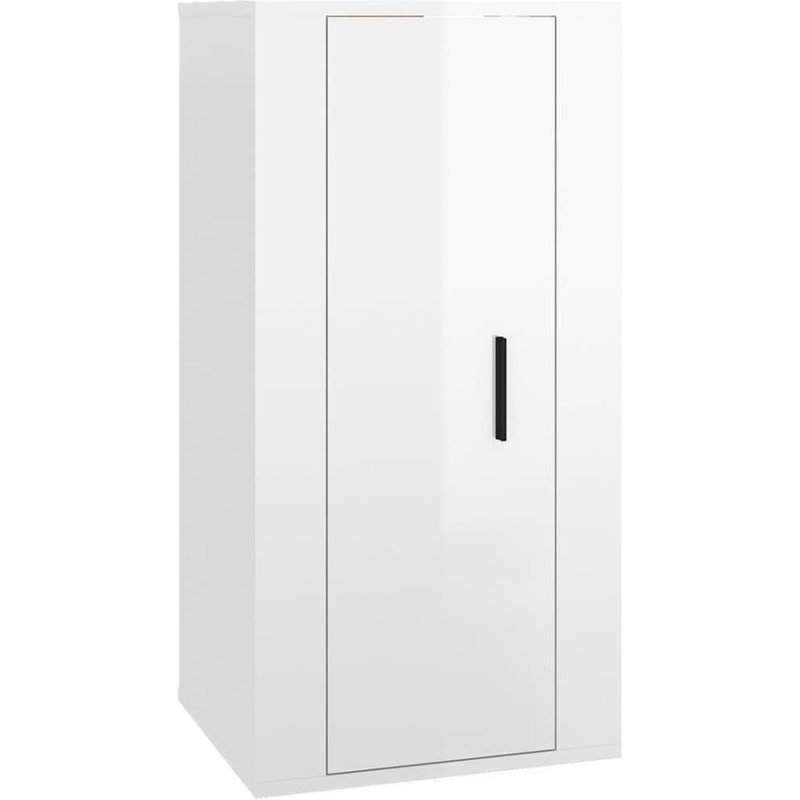 Vidaxl Meuble Tv Mural Blanc Brillant 40x34,5x80 Cm