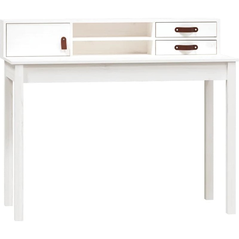 Vidaxl Bureau Blanc 110x50x93 Cm Bois Massif De Pin