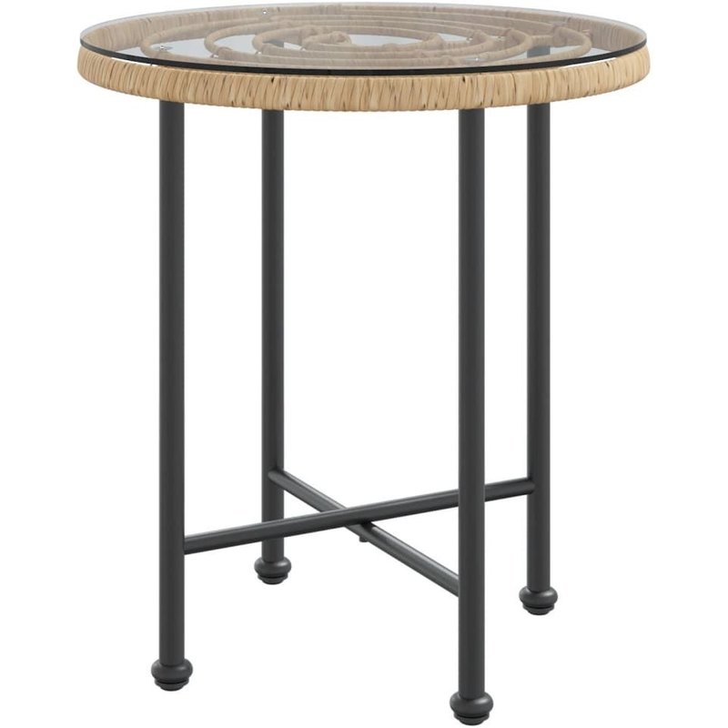 Vidaxl Table De Salle À Manger Ø50 Cm Verre Trempé Et Acier
