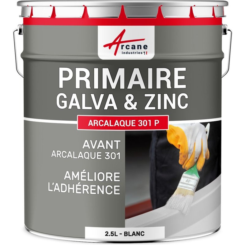 Sous-couche, primaire peinture galva zinc : Arcalaque 301-P 2.5 L