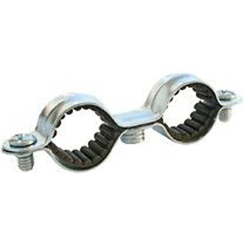 Collier double isophonique Ø12 - Boite de 100 - Acier nickelé