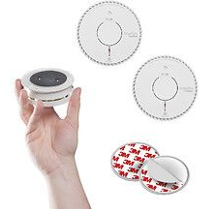 Lot de 2 détecteurs de fumée NF autonomie et garantie 10 ans + 2 supports aimantés-ANGELEYE