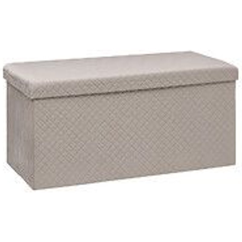 2 En 1 Pouf Pliant Double Et Coffre De Rangement En Velours Beige Lin 76 X 38 Cm