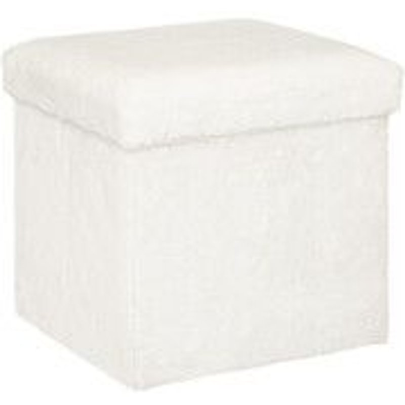 Pouf Et Coffre De Rangement En Bois Et Fourrure Blanche 38 X 38 Cm