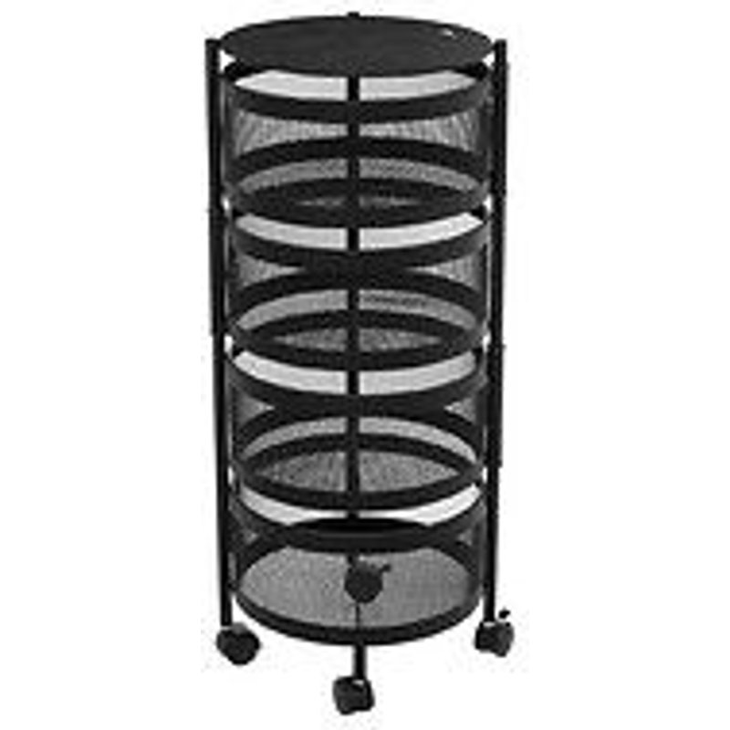 Resserre De Cuisine 4 Paniers Rotatifs Sur Roues En Métal Noir H 76 Cm