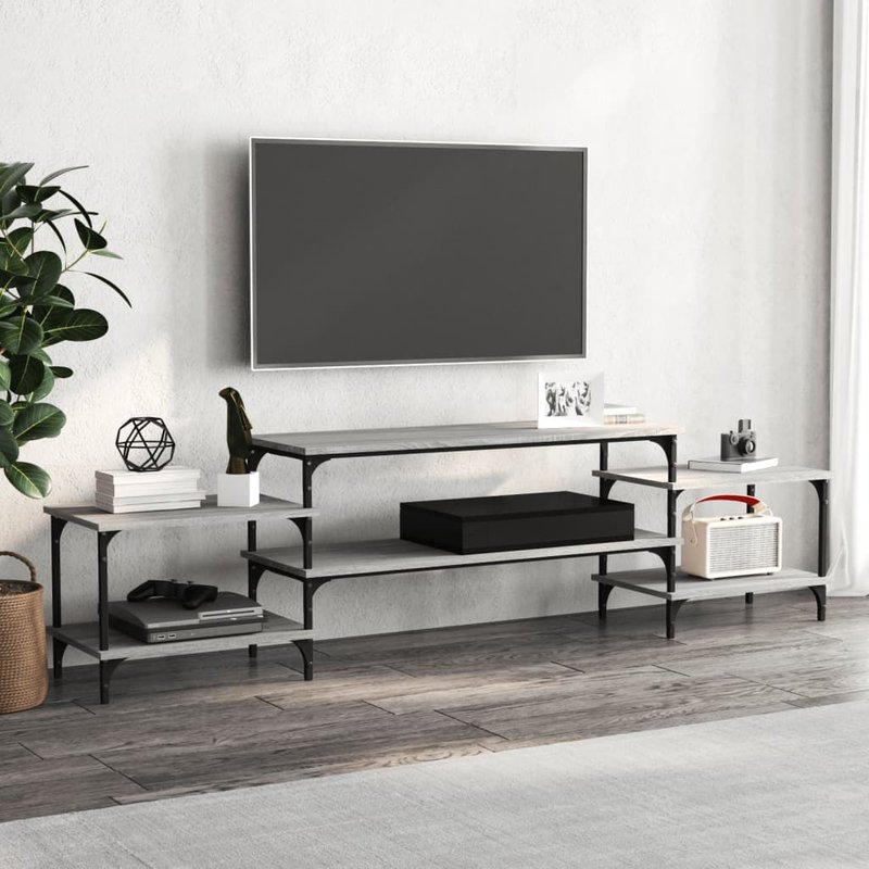 Vidaxl Meuble Tv Sonoma Gris 197x35x52 Cm Bois D'ingénierie
